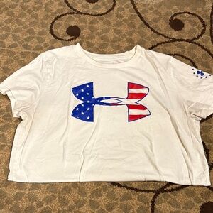 Under Armour White Tee with Patriotic Logo